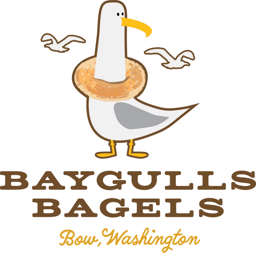 Baygulls Bagels — a seagull wearing a bagel, Bow, Washington